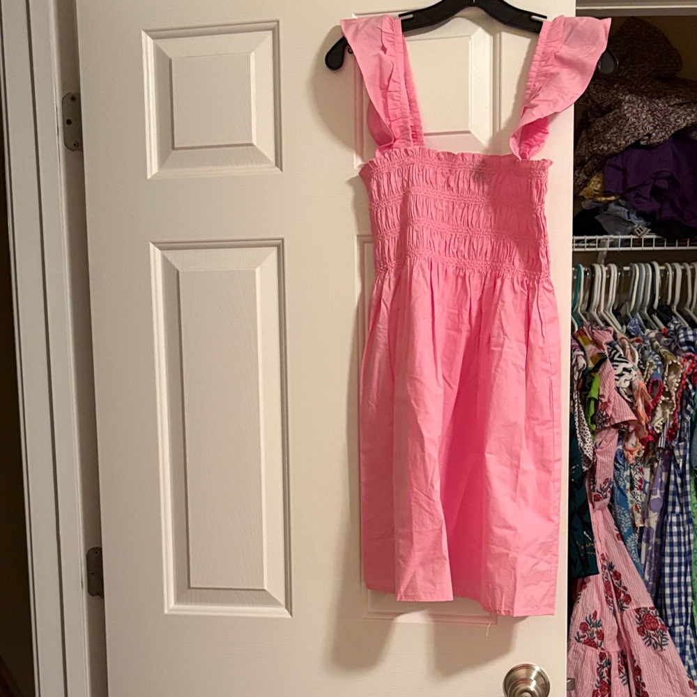 Pink Sleeveless Dress with Ruffle Straps